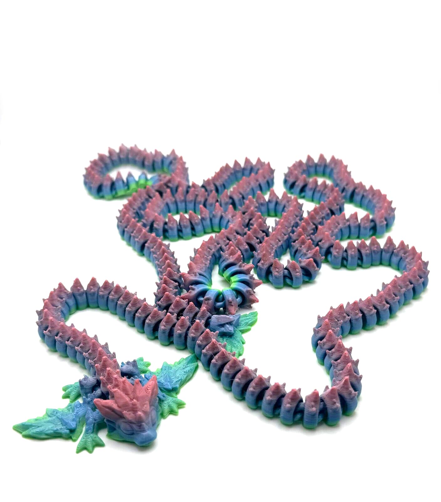 3D Printed Multi Color Giant Dragon front view showcases intricate detailing for display