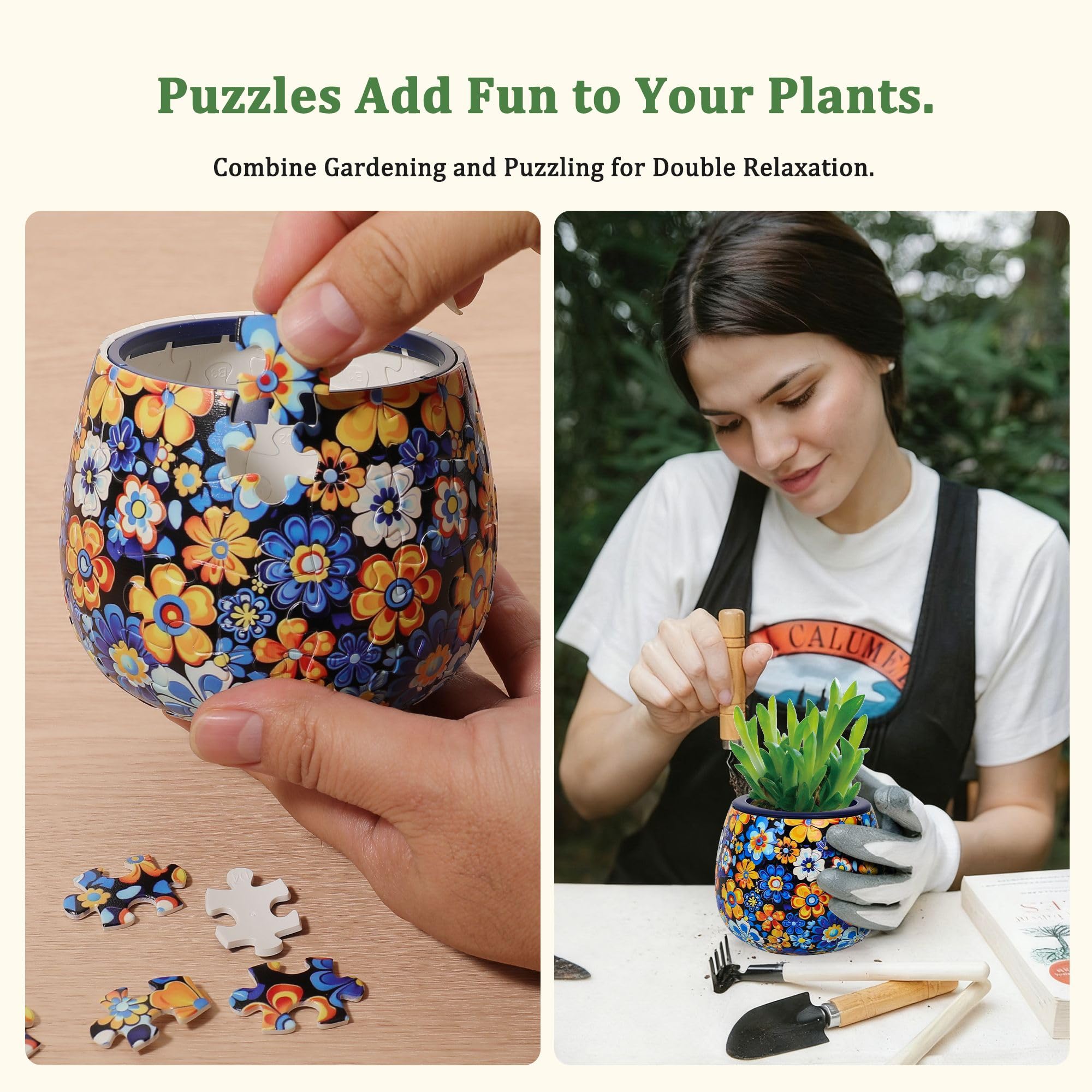 3DVASE 3D puzzle planter side view highlighting sturdy construction