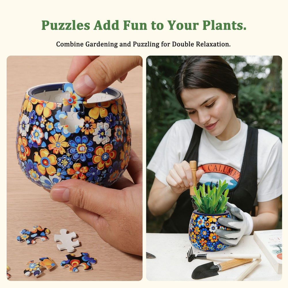 3DVASE 3D puzzle planter side view highlighting sturdy construction