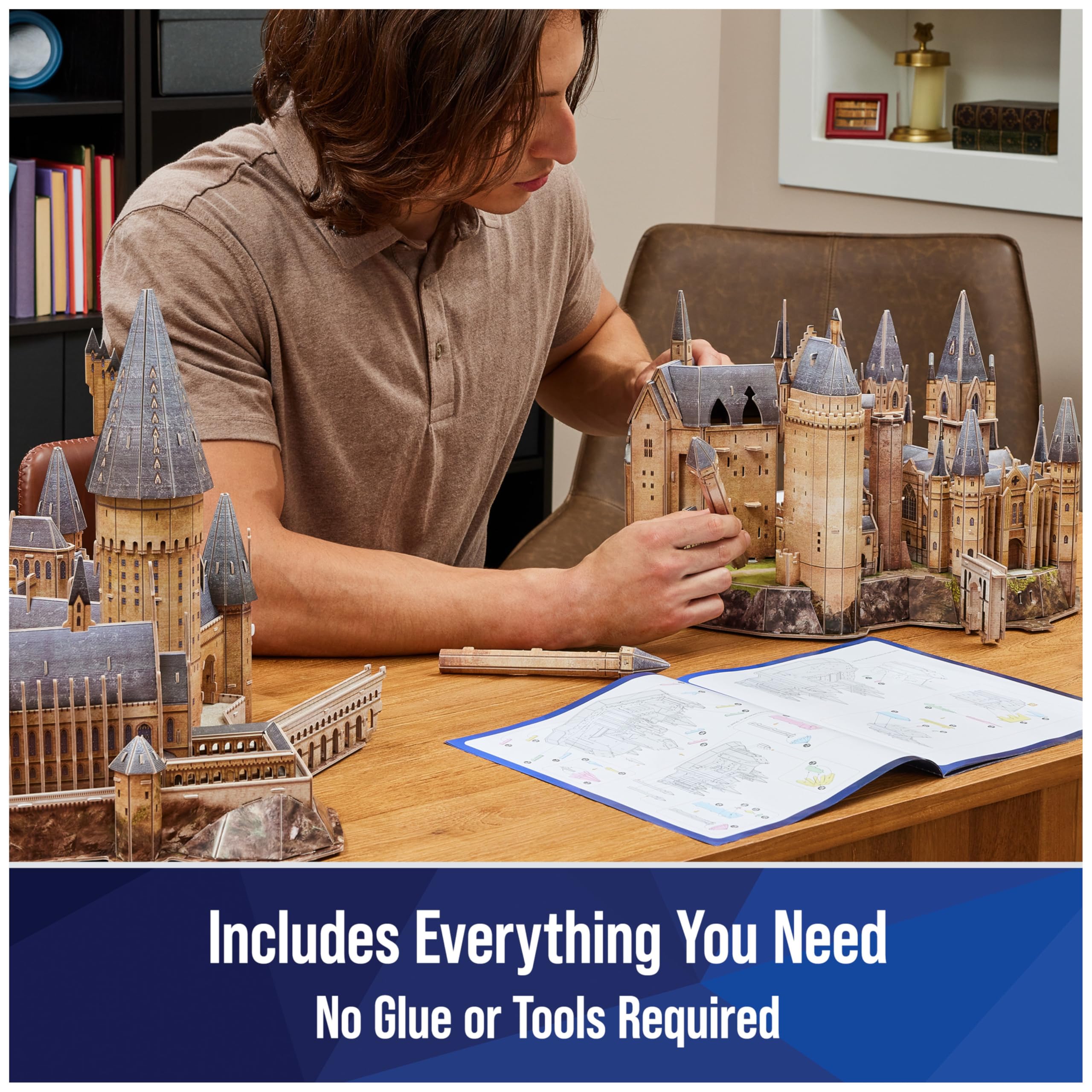 4D Build Hogwarts Castle puzzle sheets: 384 pieces for glue-free assembly