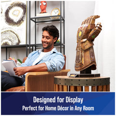 Infinity Gauntlet shown on a desk for Marvel decor