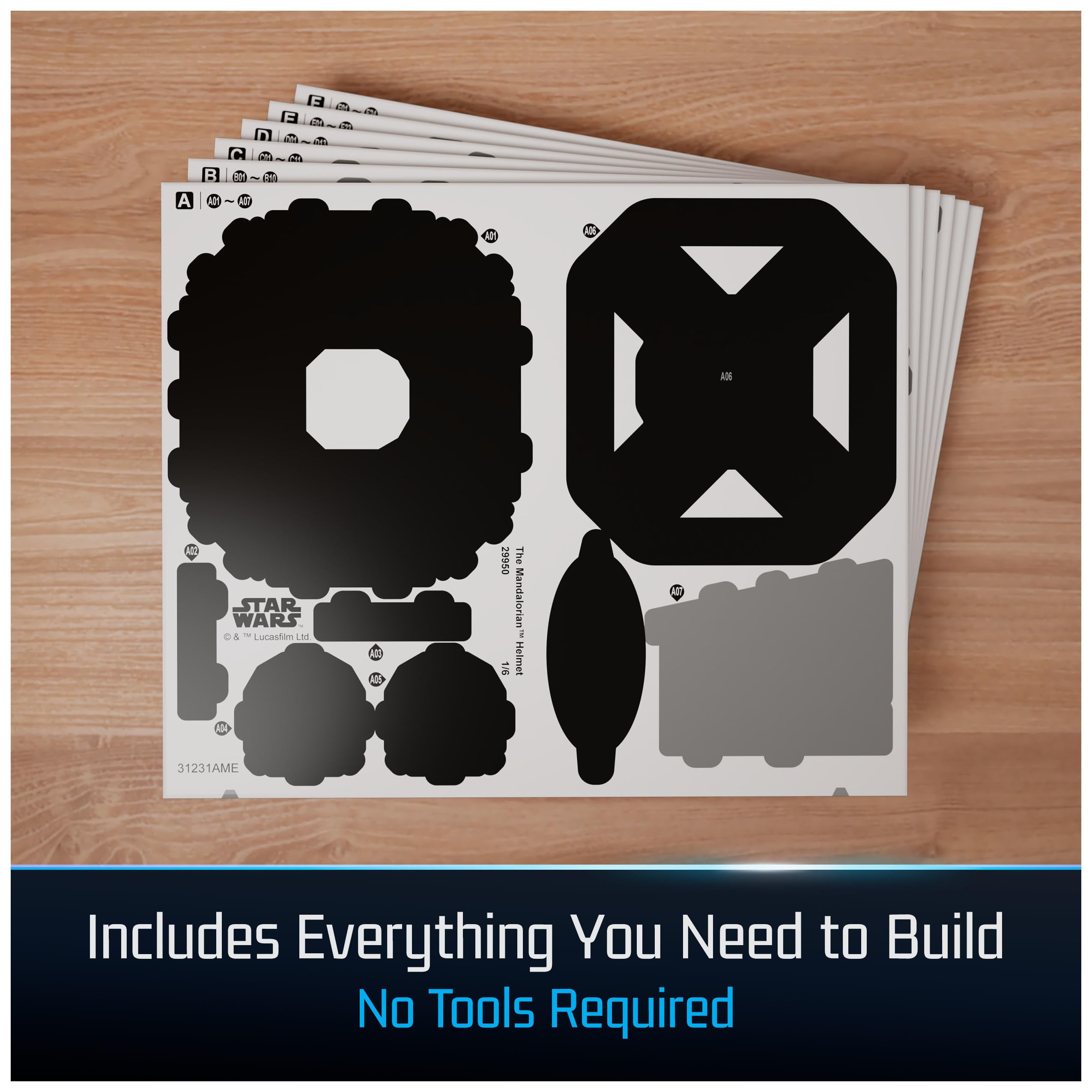 Layout of six sheets with 88 pieces for easy assembly