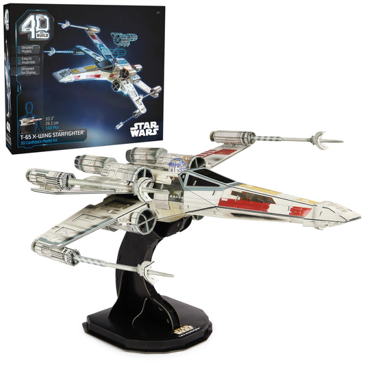 4D Build T-65 X-Wing front view for movie-quality shelf display