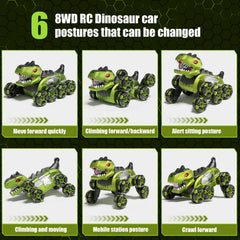 4DRC dinosaur monster truck on 8WD off-road tires for rugged terrain play.