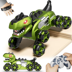 4DRC dinosaur monster truck with roaring T-Rex design for outdoor adventures.