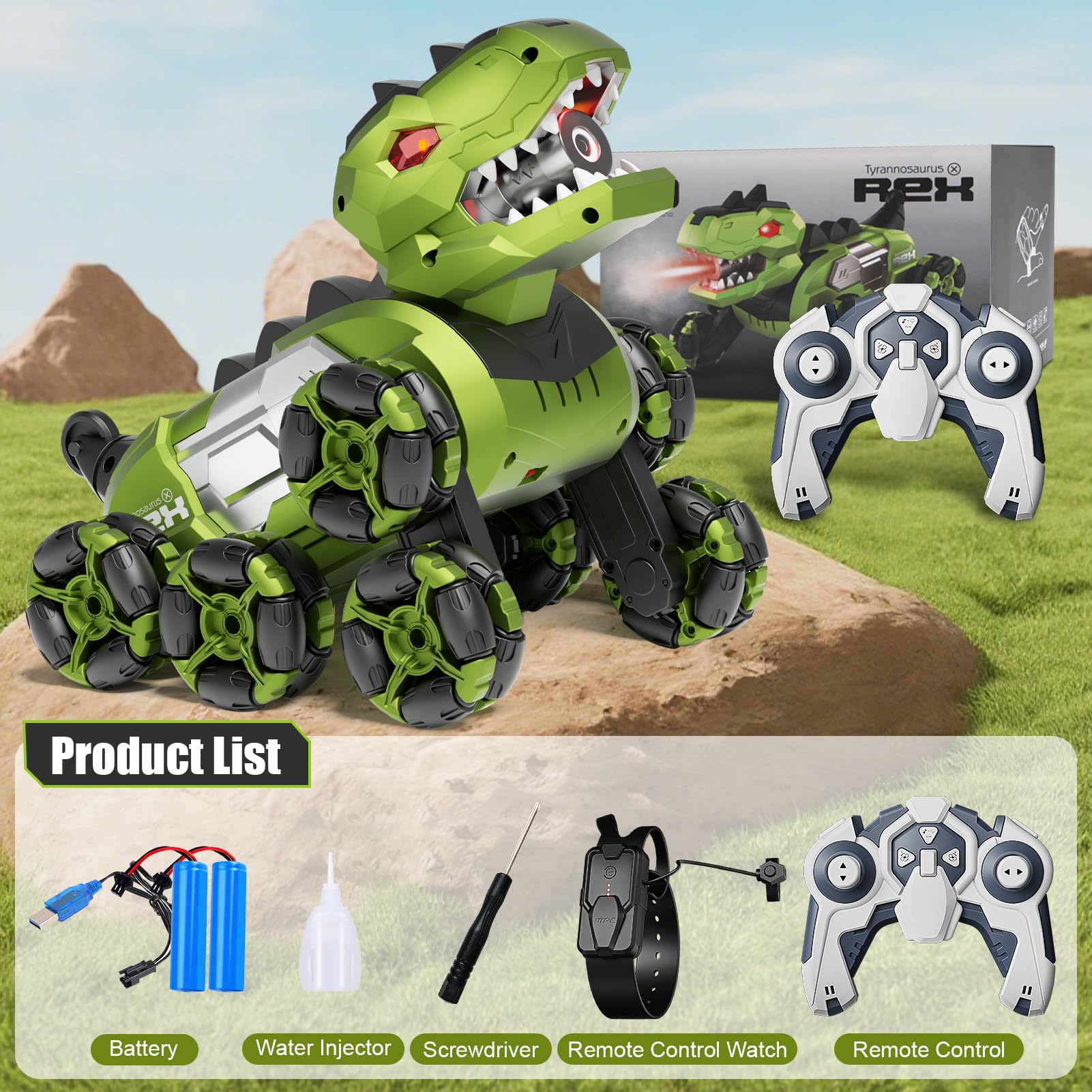 4DRC gift-ready box featuring roaring dino truck for birthdays.
