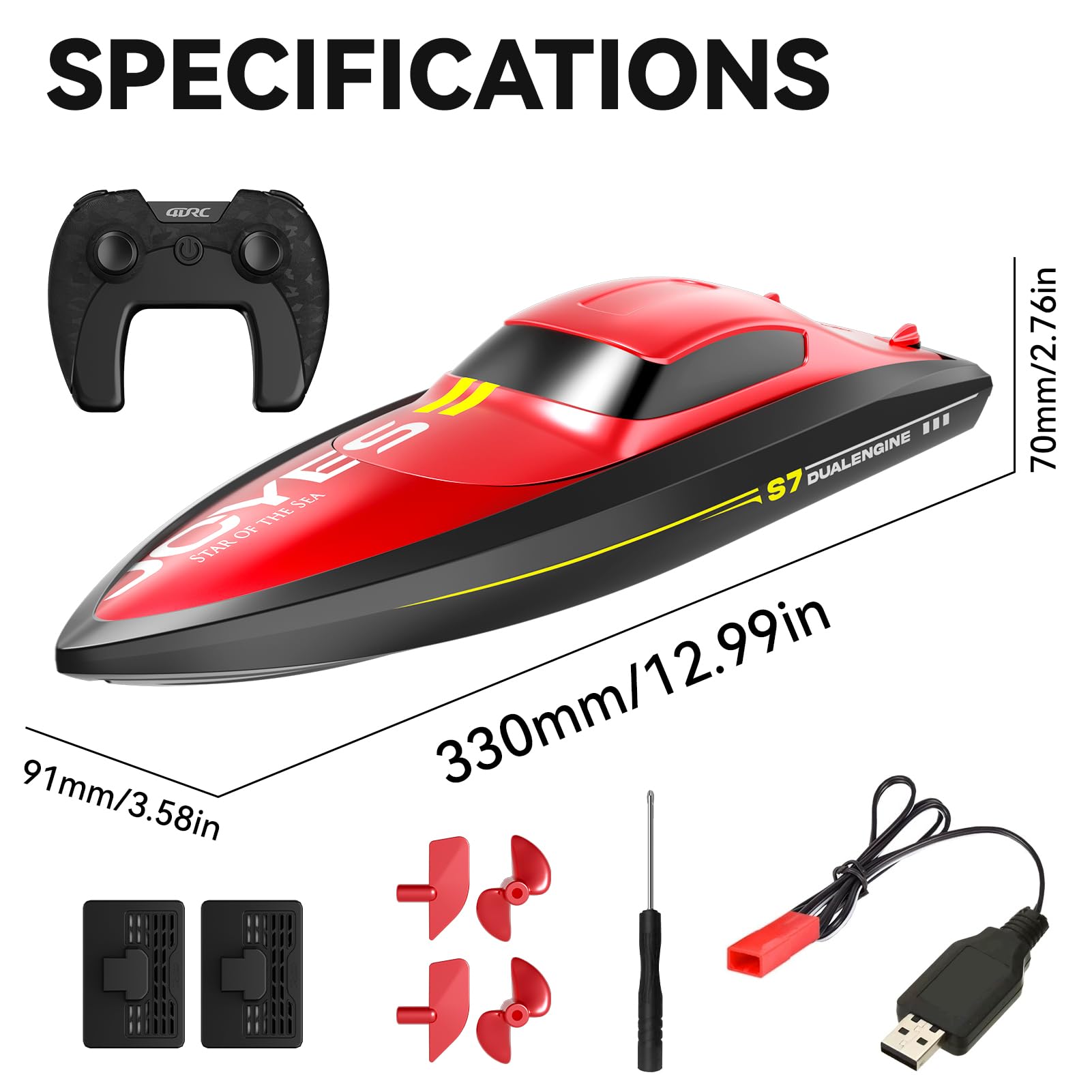 4DRC S7 dual motors deliver smooth, fast acceleration.