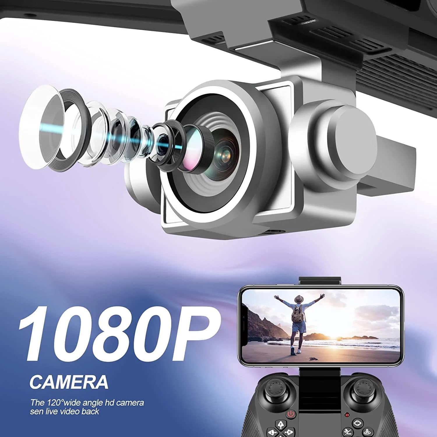 4DRC V14 with 1080p camera provides FPV live feed up to 80 meters.
