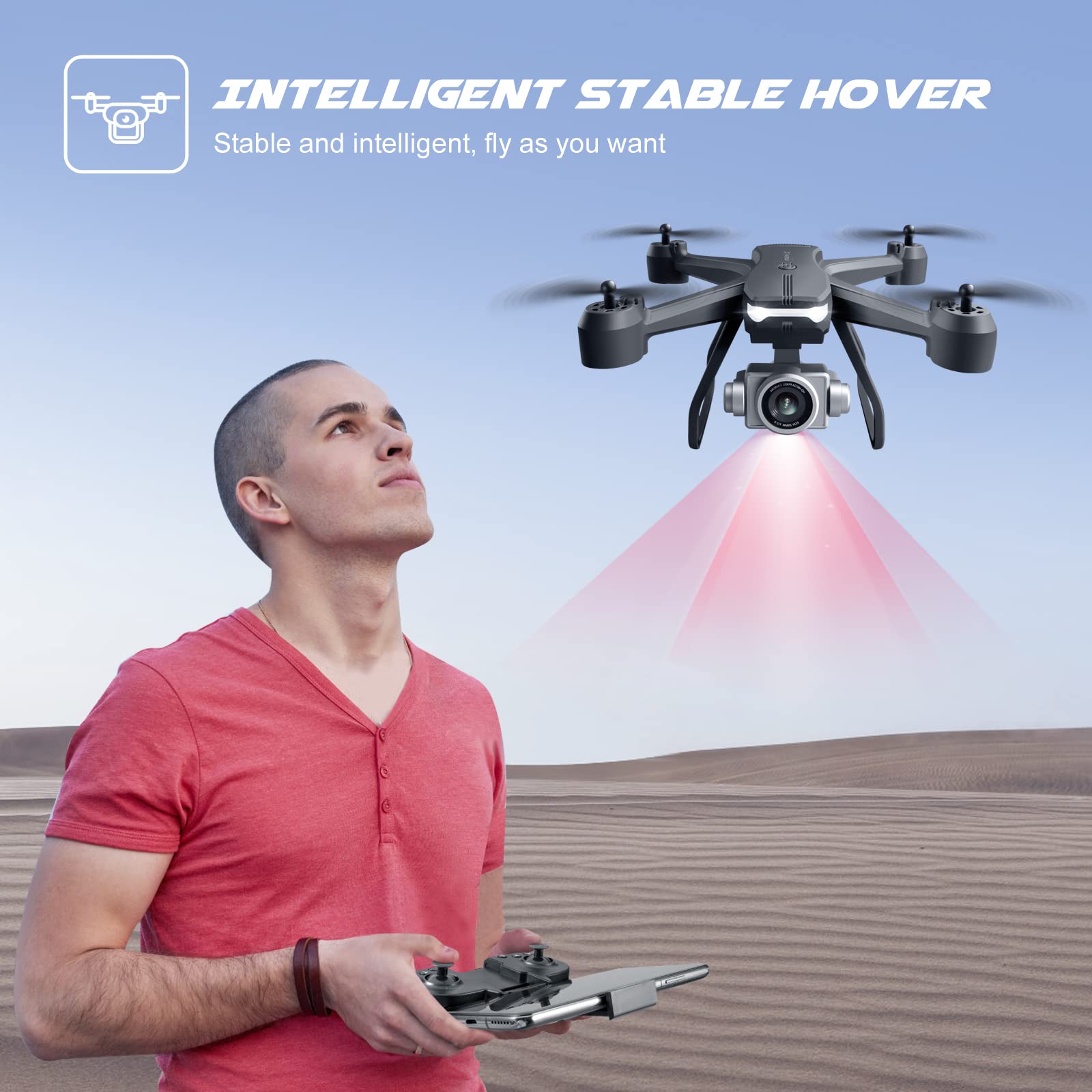 4DRC V14 dual batteries extend flight time for longer sessions.