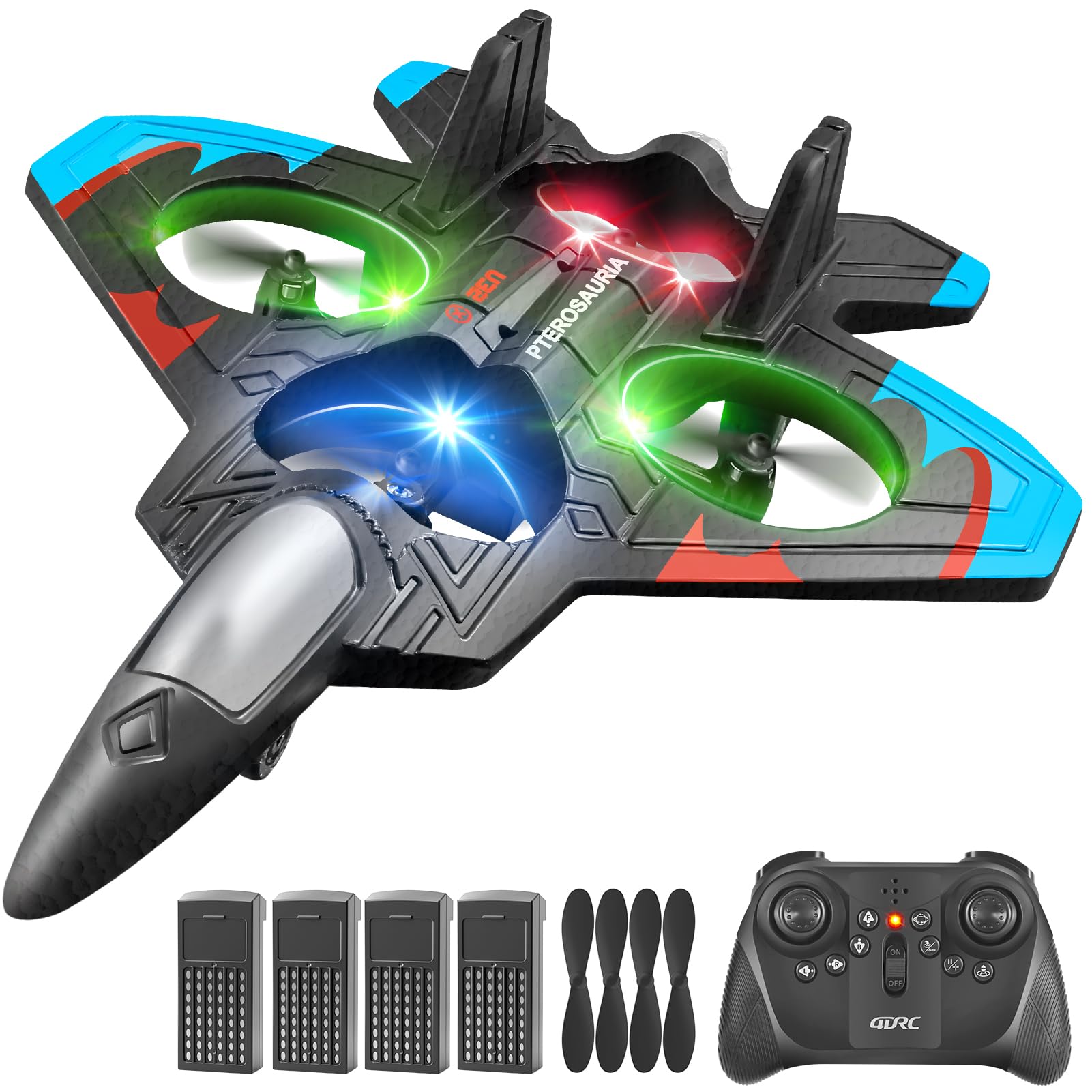 4DRC V32 foam RC airplane with four batteries extends outdoor flight time