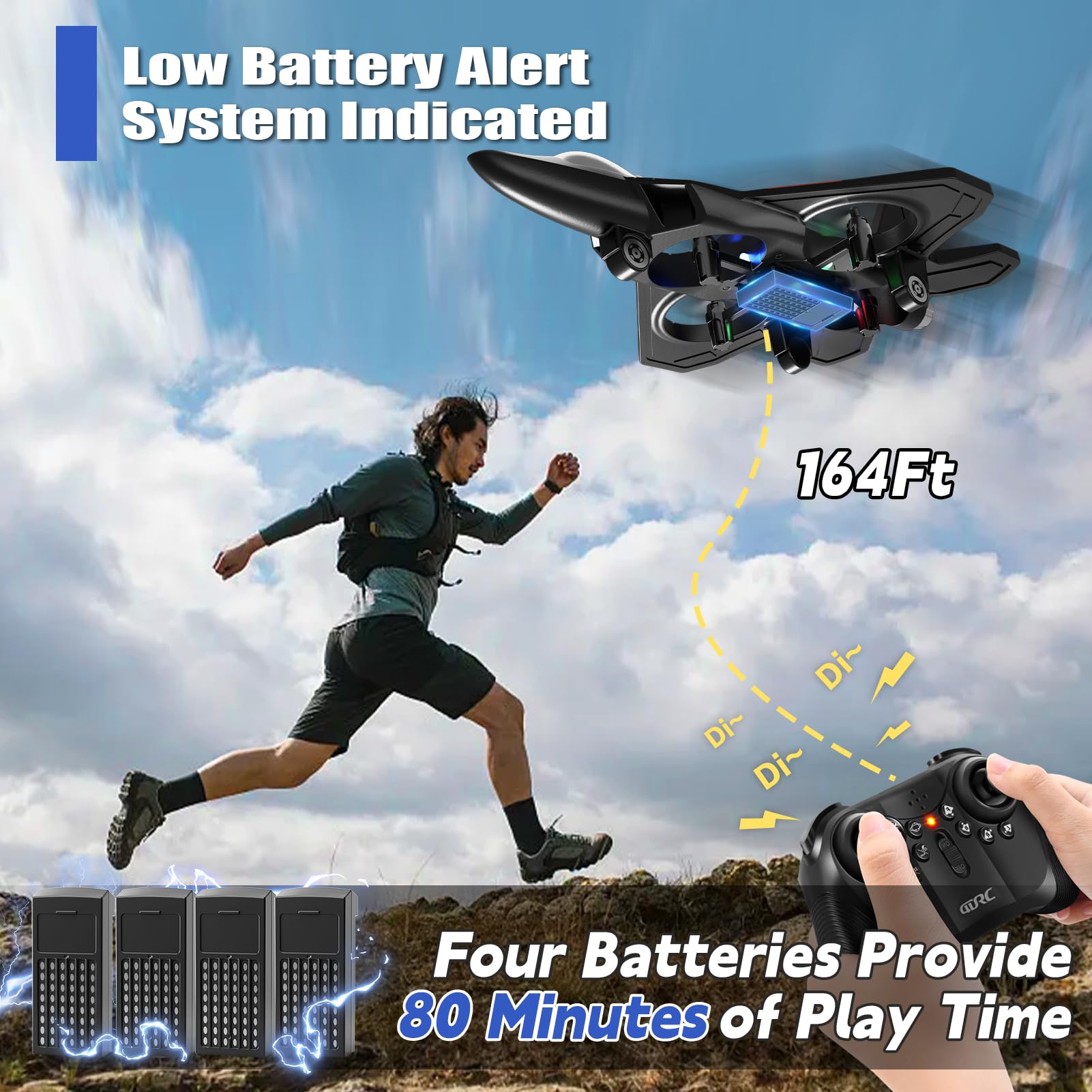 4DRC V32 RC airplane battery pack enabling longer play sessions.