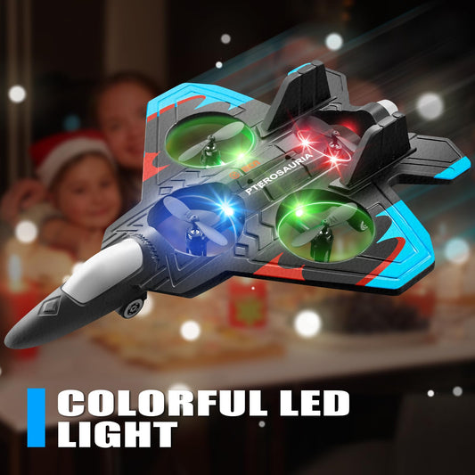 4DRC V32 RC airplane with LED lights enhances night flight visibility