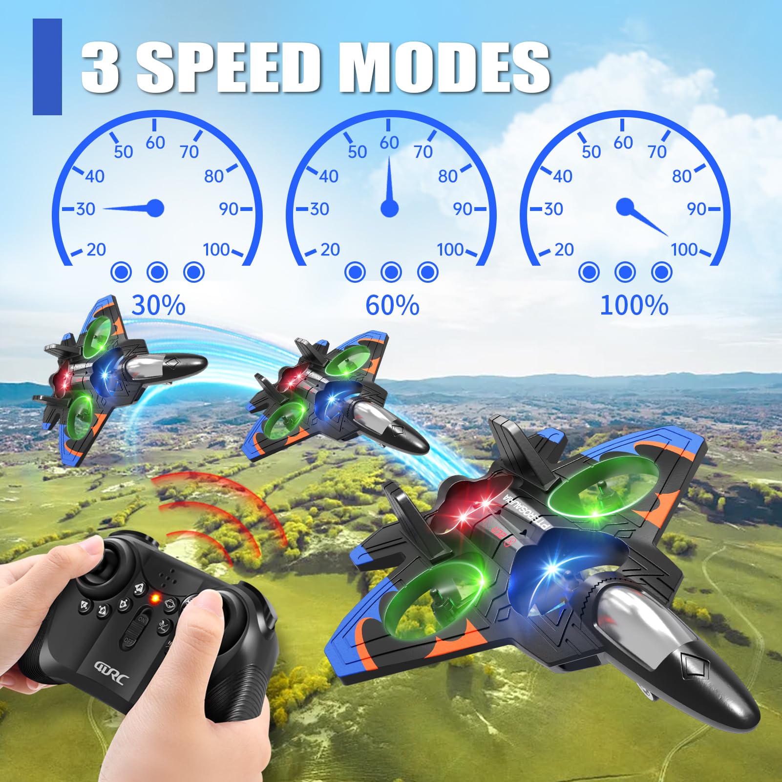 4DRC V32 RC airplane one-key takeoff and landing for easy use.