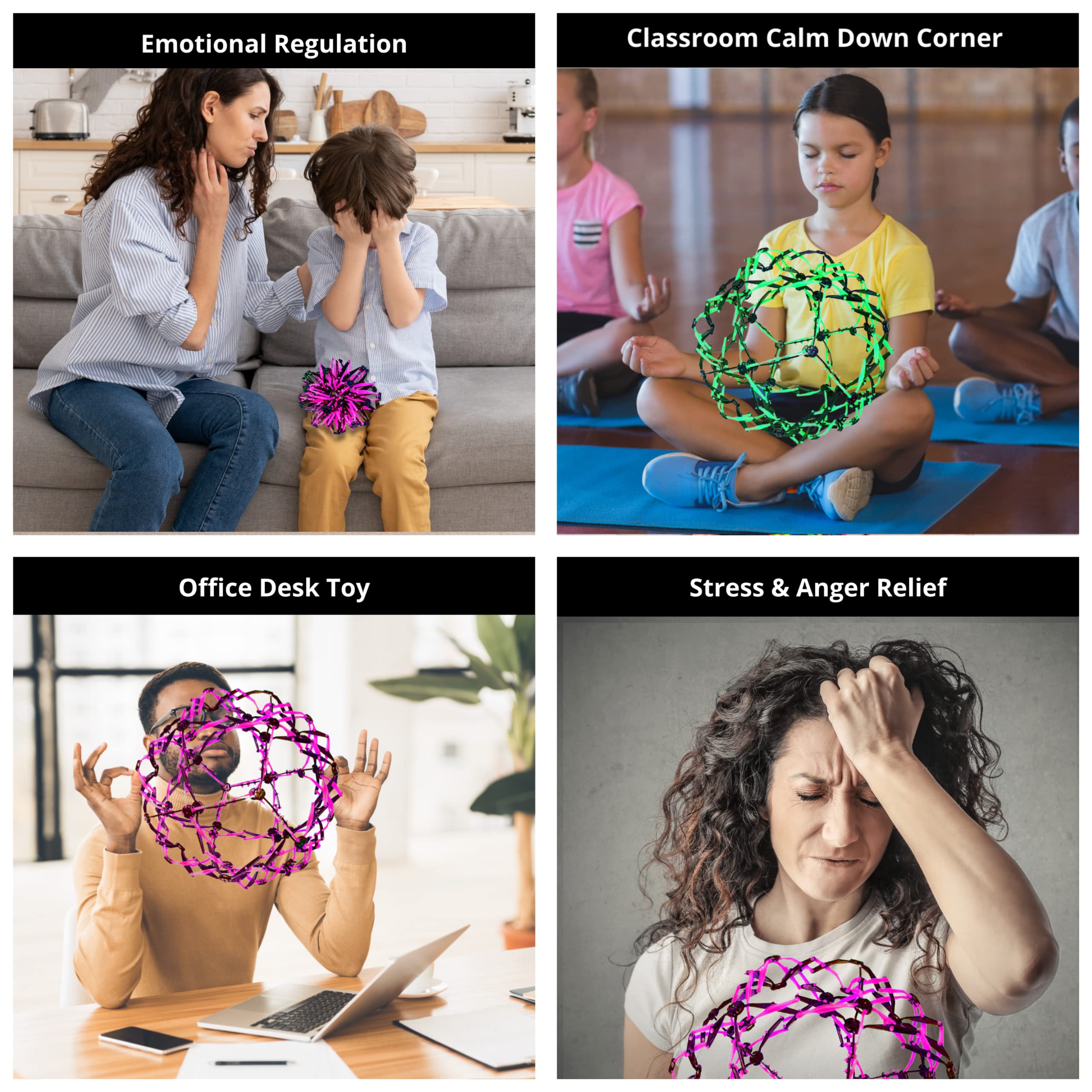 4E's Novelty breathing ball in-use-yoga visual demonstrates expanding breath technique.