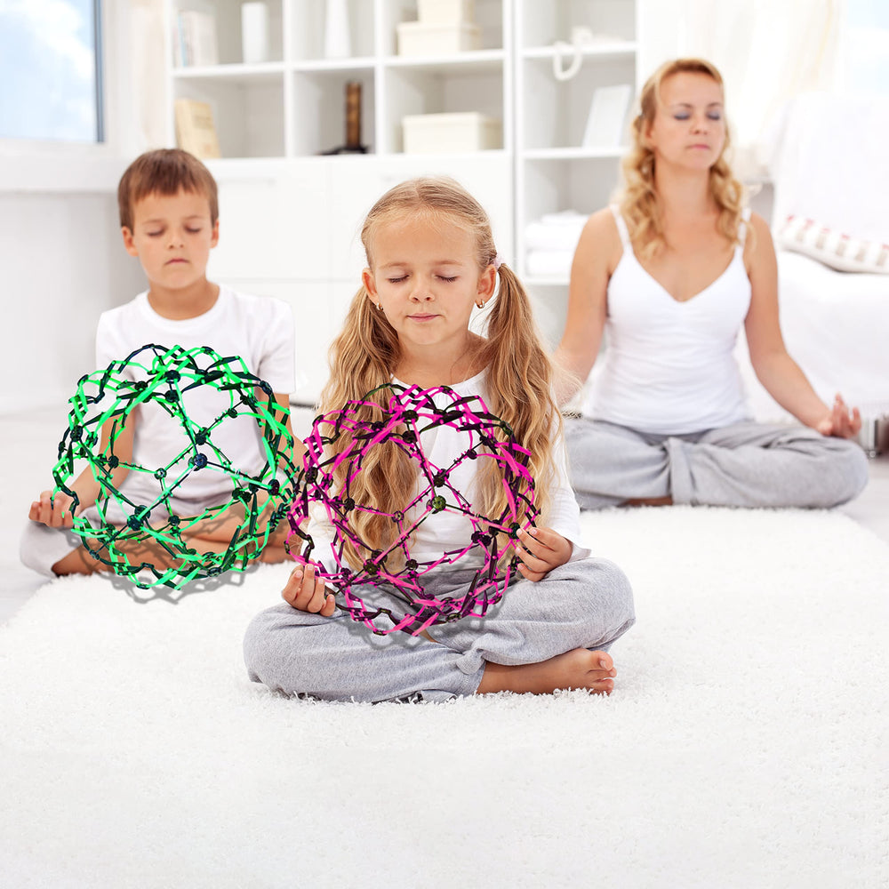 4E's Novelty breathing ball neon green visual encourages mindful breathing during practice.