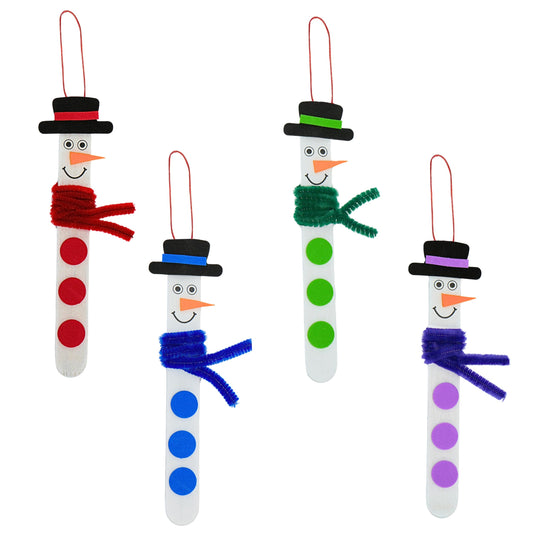 4E's Novelty snowman stick ornament kit for kids, festive crafting