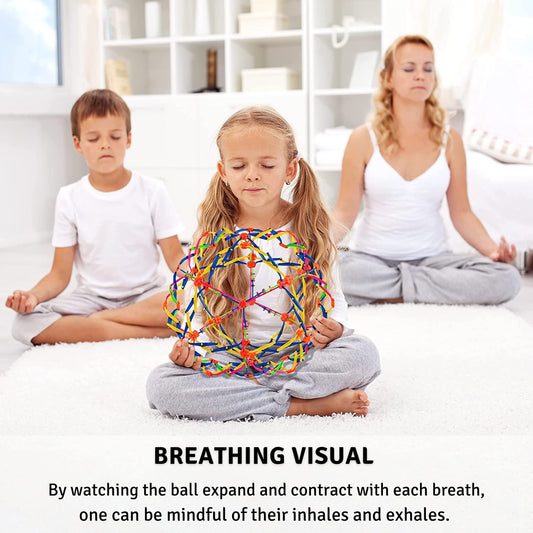 4E's Novelty expandable ball extended to 12 inches for deep relaxation practice.
