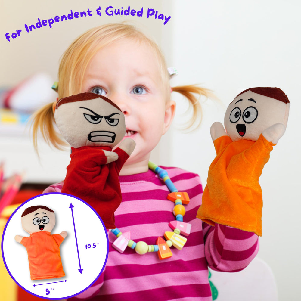 4E's Novelty Feeling Puppet Scared: gentle textures aid calm-down routines.