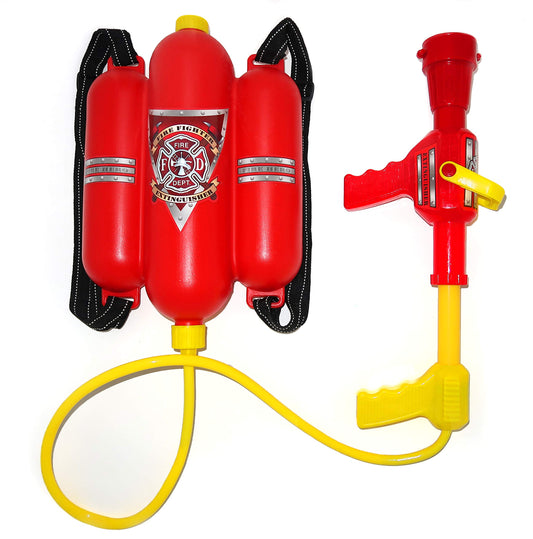 4E's Novelty firefighter backpack water blaster ready for outdoor play
