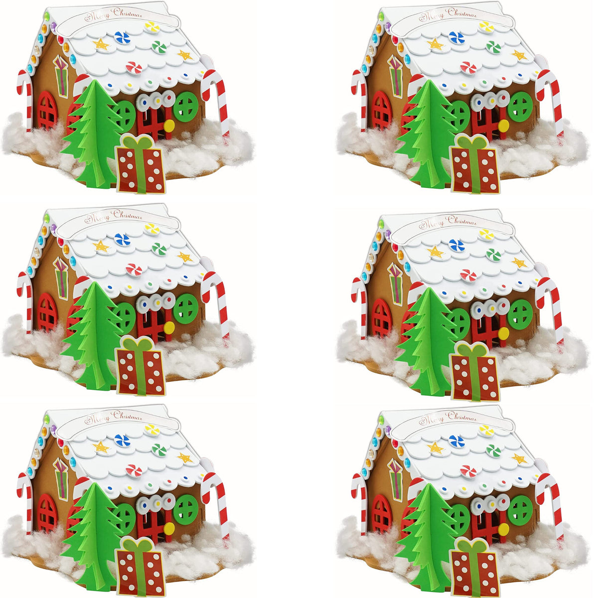 4E's Novelty foam gingerbread house kit 6-pack for creative decorating and display