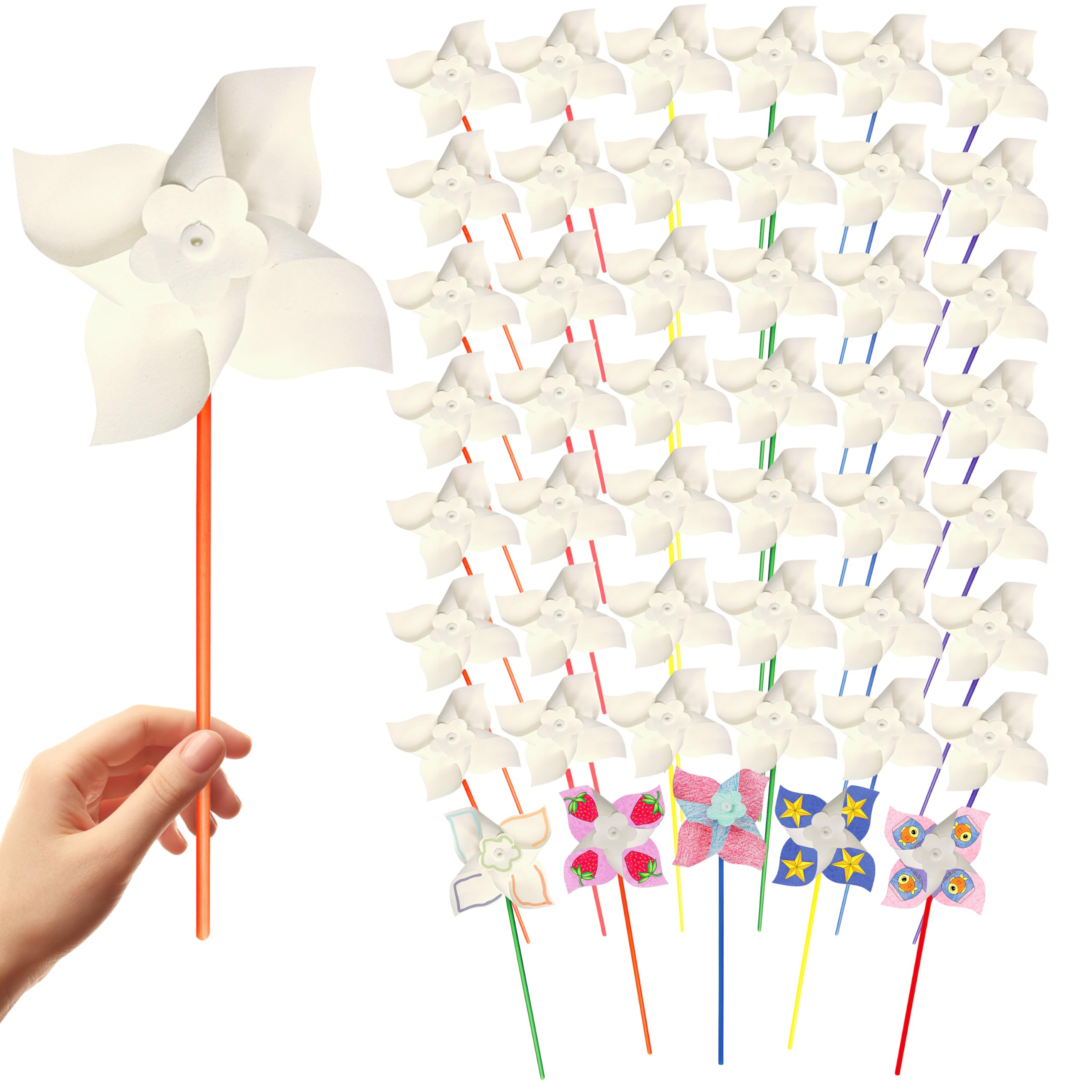 4E's Novelty plastic sticks for reliable spinning during crafts.