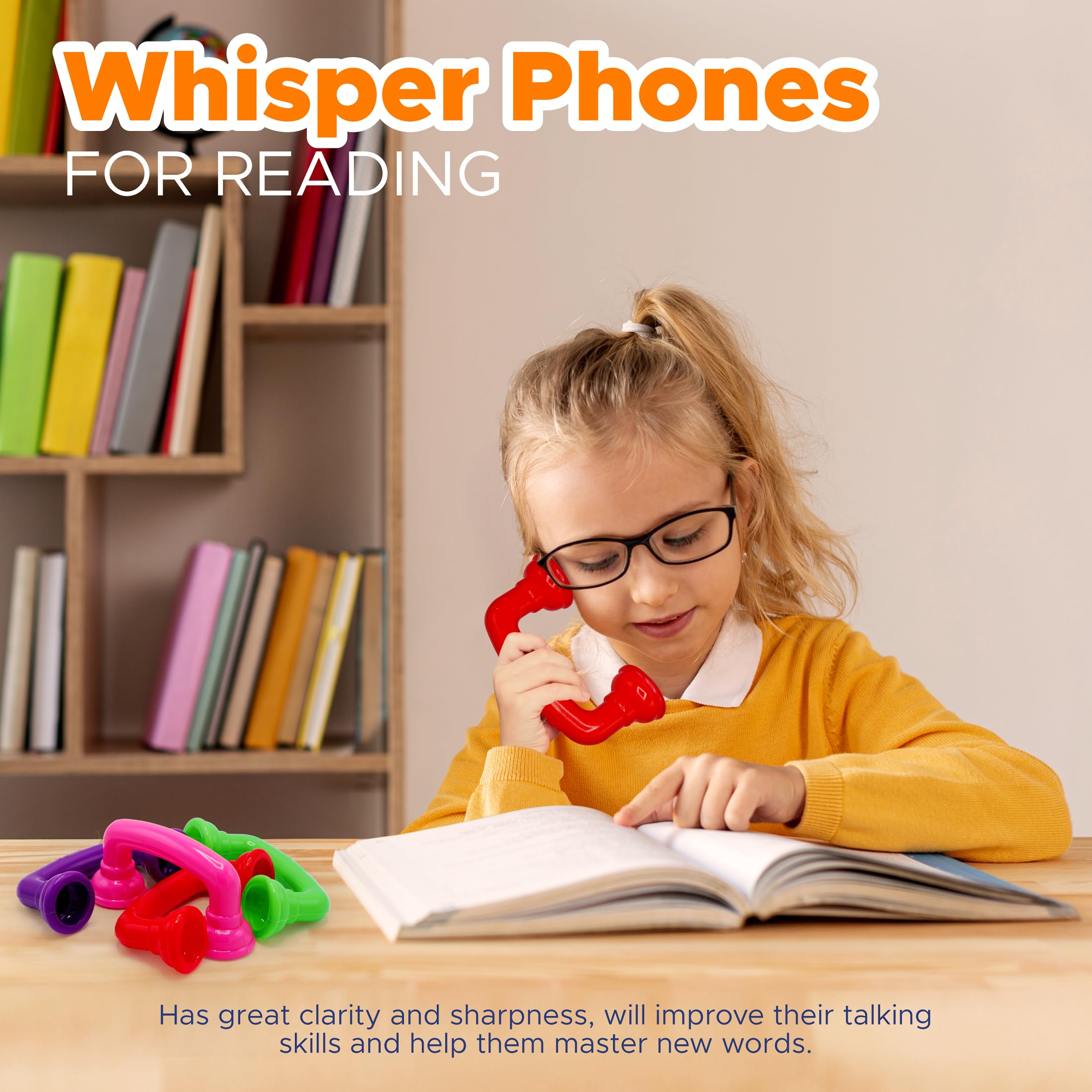 4E's Novelty whisper phones pink pack for early learners boosting word recognition