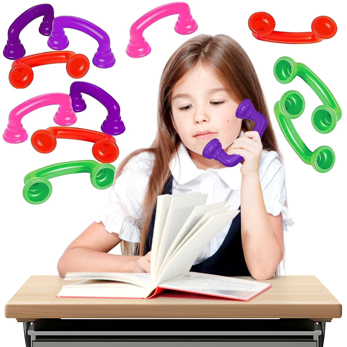 4E's Novelty whisper phones red pack in classroom setting for focused reading practice