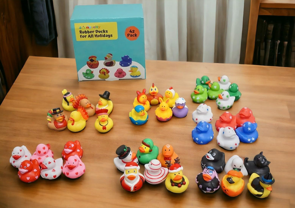 4E's Novelty Turkey duck bath toy for Thanksgiving celebration.