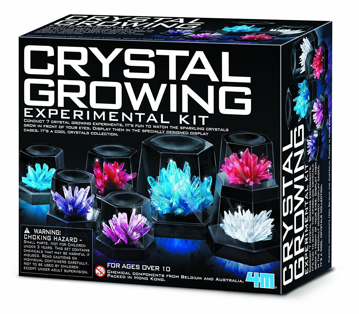 4M crystal-growing-kit display-dome shows crystals for STEM learning.