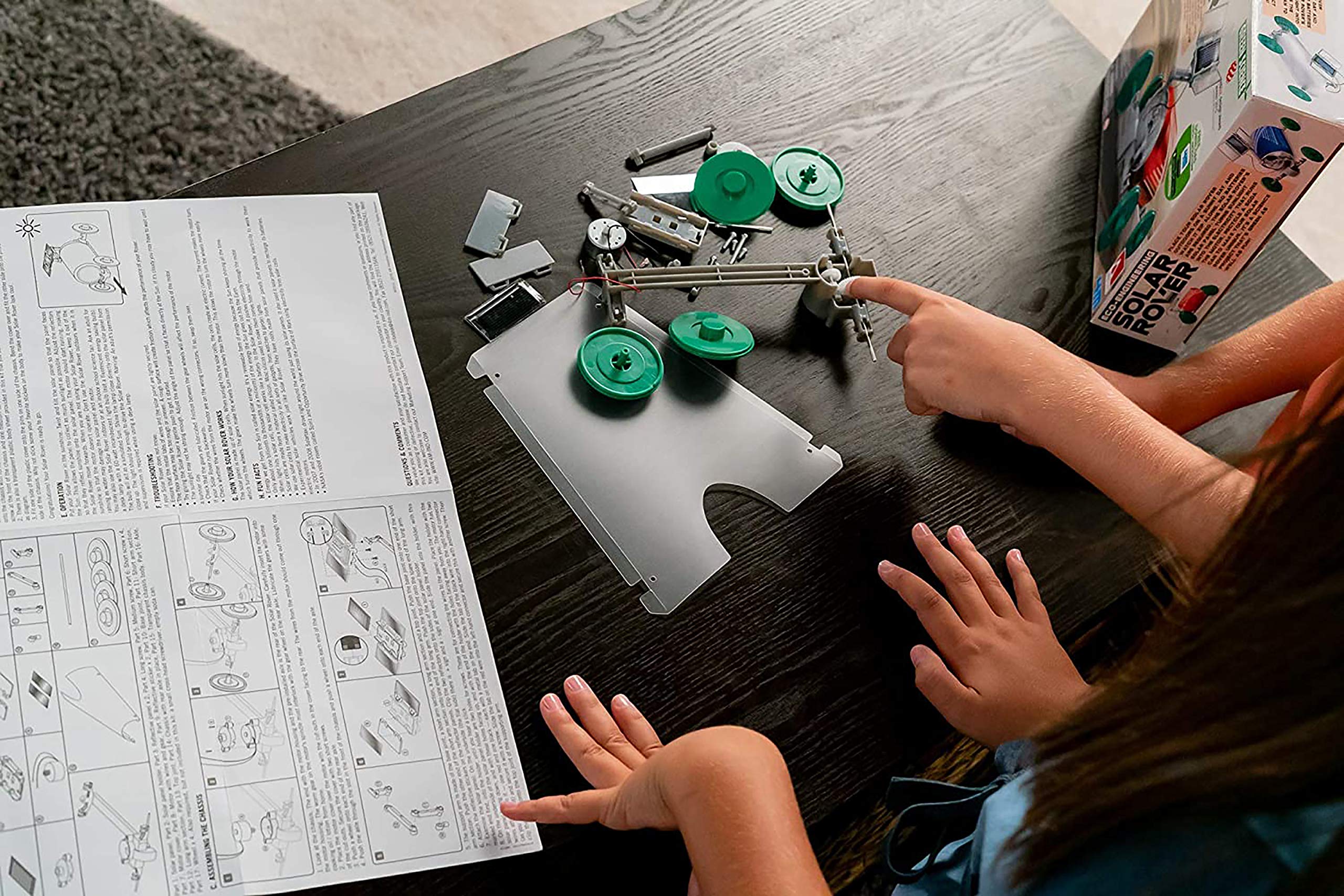 4M Green Science Solar Rover built with sun-powered motion in daylight