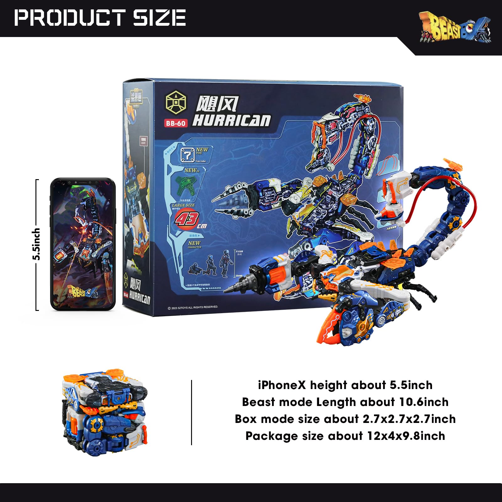 52TOYS BEASTBOX Hurrican stands about 10.6 inches tall on shelves.
