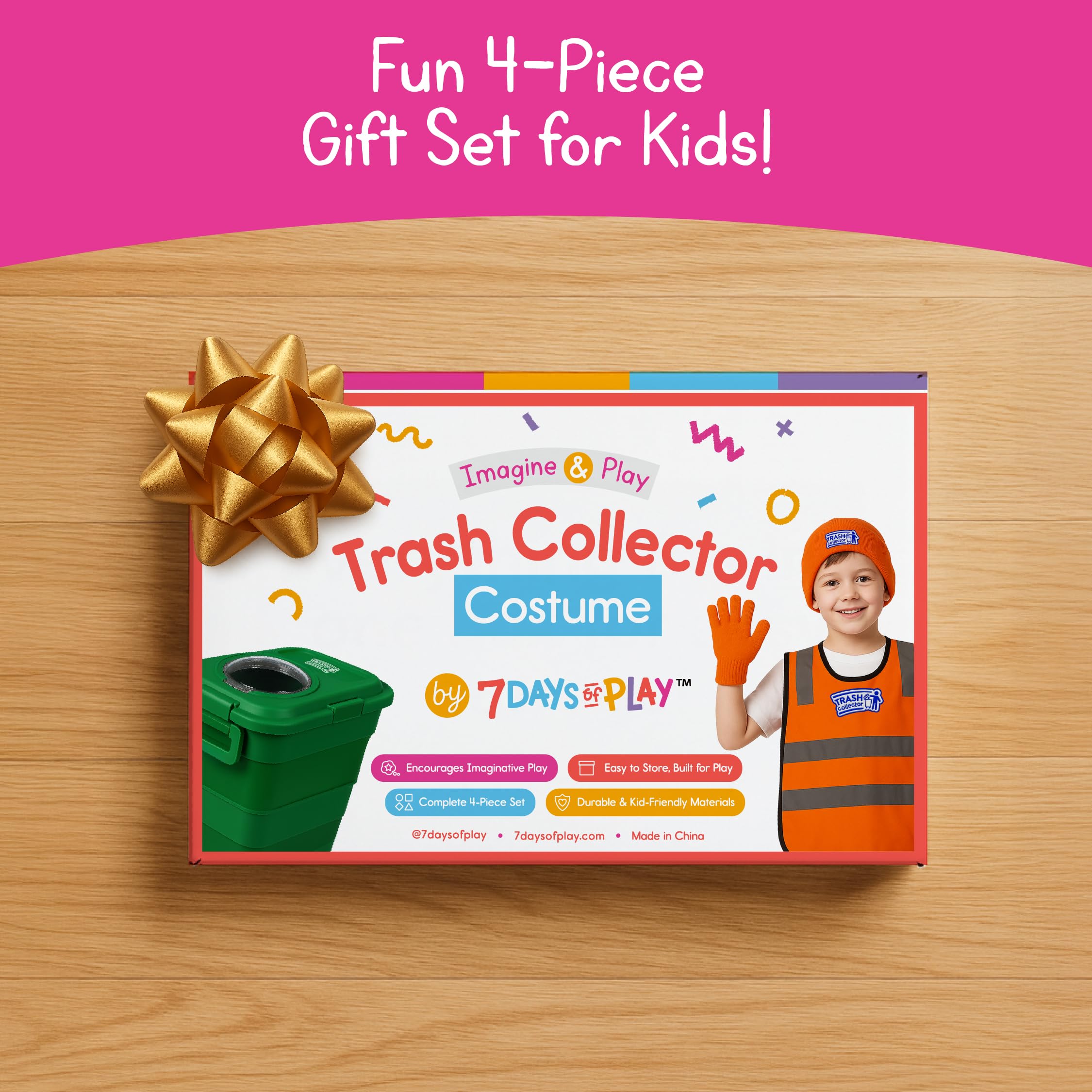 7 Days of Play trash-collector-playset-scene, inspires garbage truck themed pretend play.