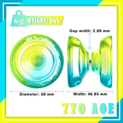 7YO AOE blue yellow yoyo with finger-spin-friendly dimple design