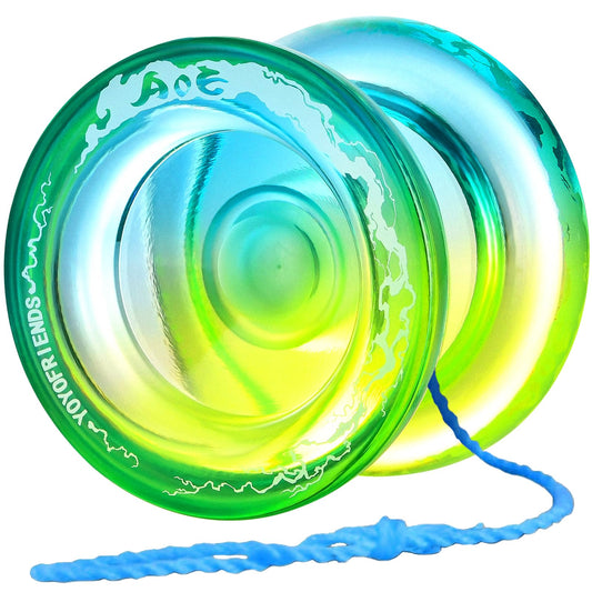 7YO AOE yoyo blue yellow front view for beginner-friendly spins