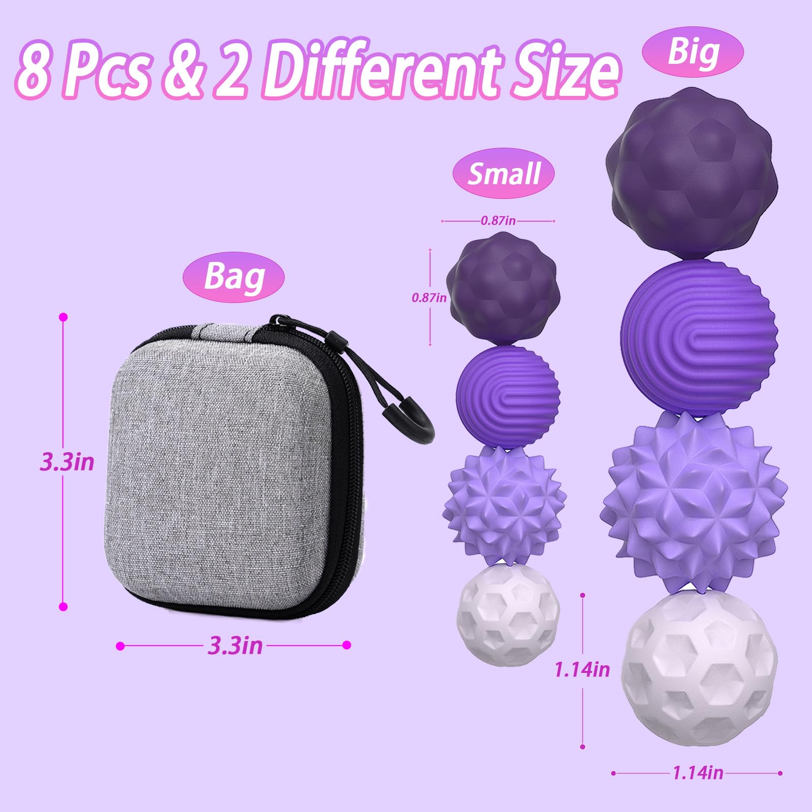 8 Pack Silicone Magnetic Fidget Balls in large and small sizes for versatile grip