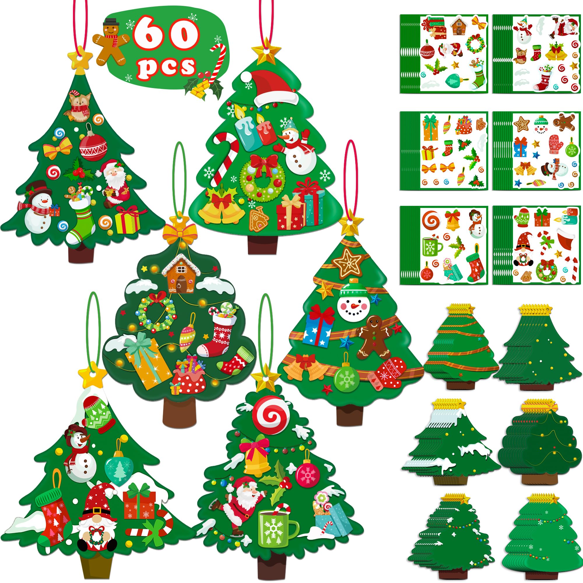 80UncleKimby Christmas tree ornament kit with colorful trees for kid-friendly decorating