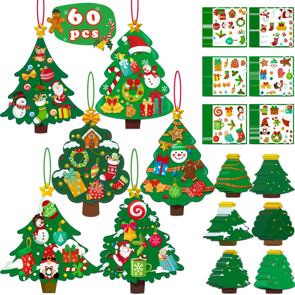 80UncleKimby Christmas tree ornament kit with colorful trees for kid-friendly decorating