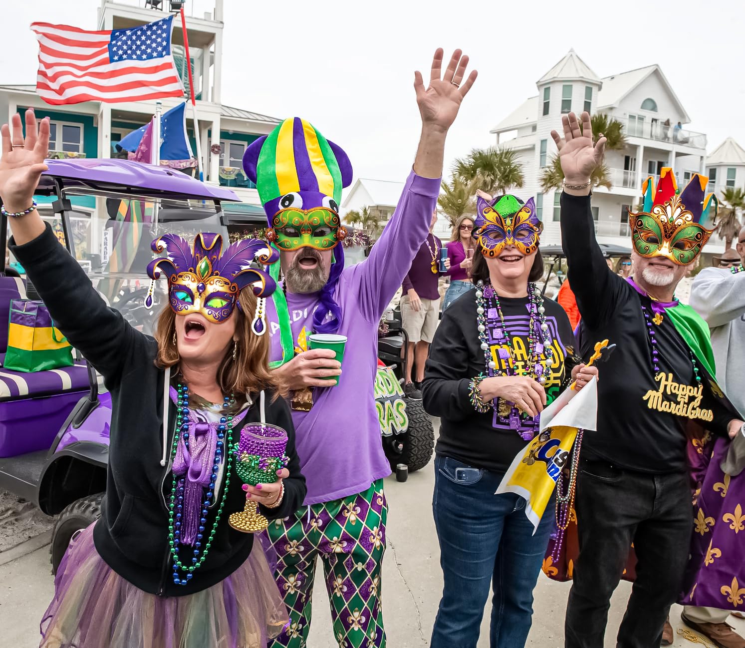 80UncleKimby Mardi Gras masks with adjustable straps for comfortable wear.