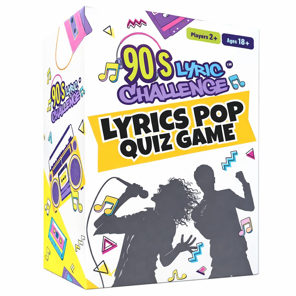 90s Lyric Challenge cover and packaging, retro vibe for nostalgia-loving players.