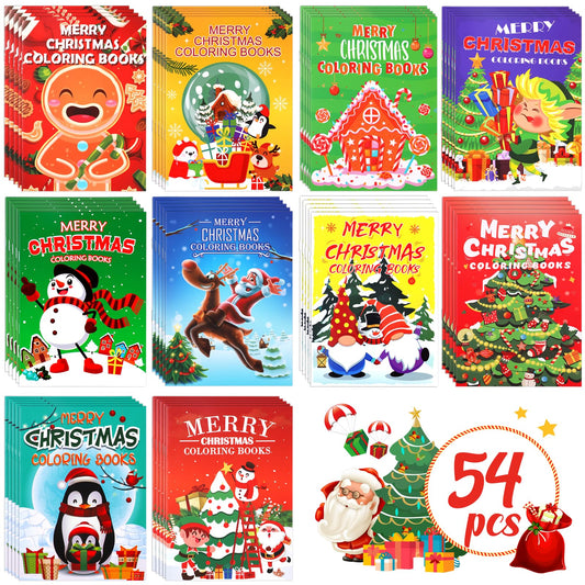 90shine 54pc Christmas coloring books cover, bright holiday activity for kids
