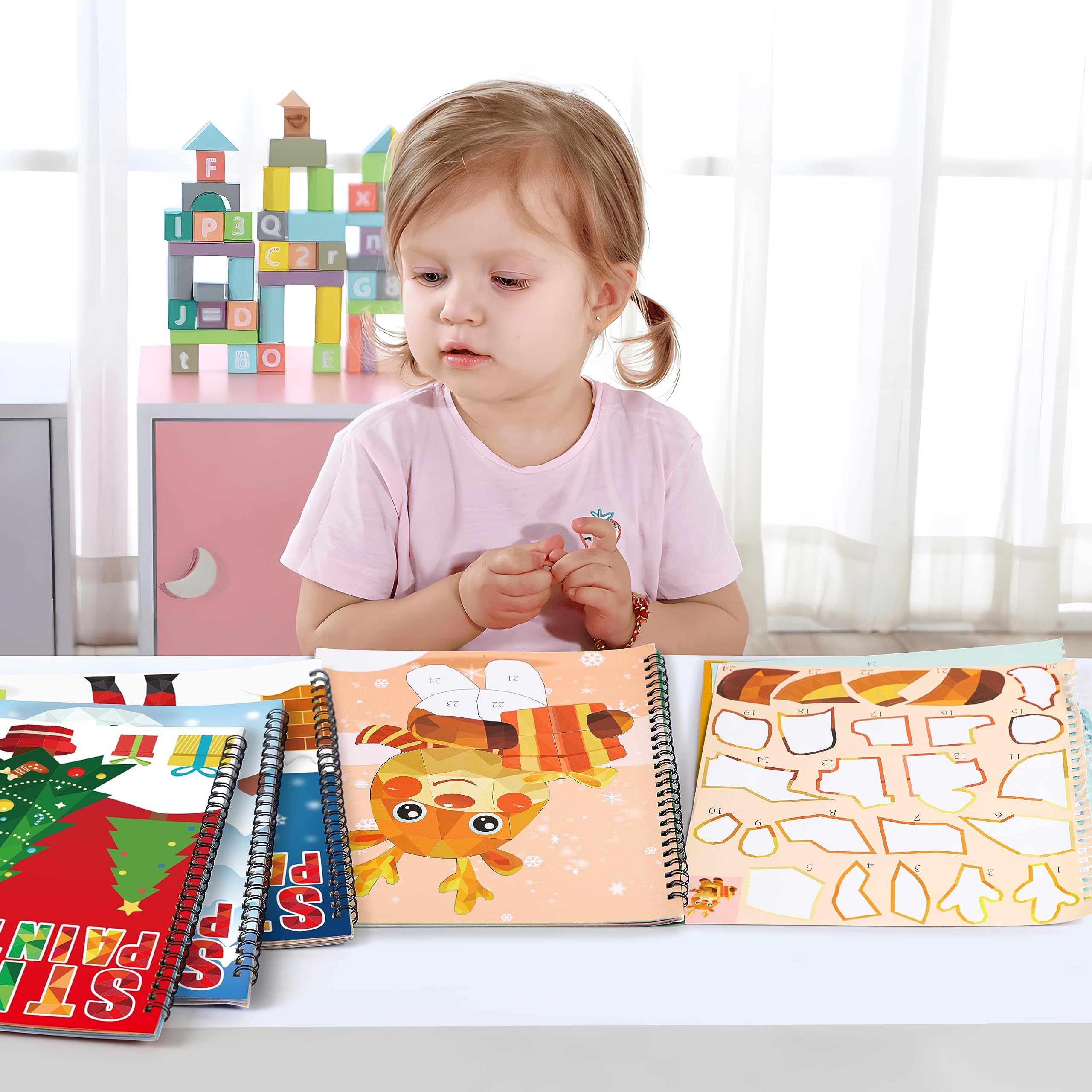 90shine Christmas tree page fuels imagination with reusable stickers.