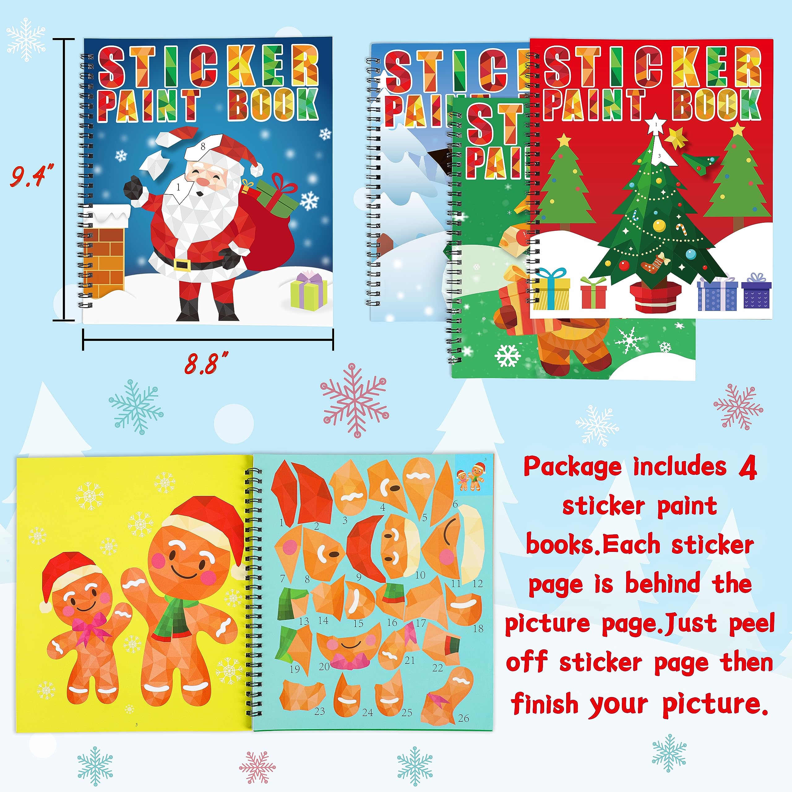 90shine Gnome page of the Christmas sticker paint book promotes storytelling.