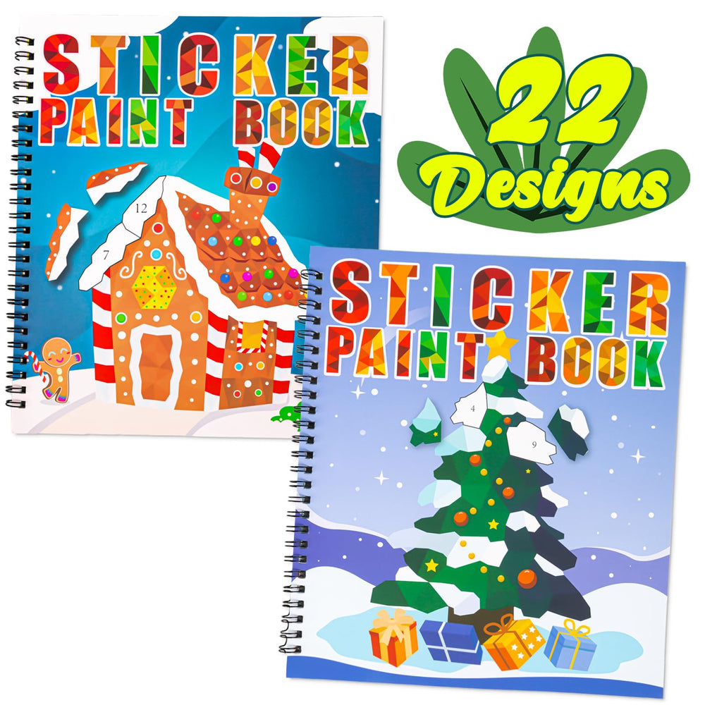 90shine 2-pack Christmas sticker paint book Santa Claus design for festive crafts.