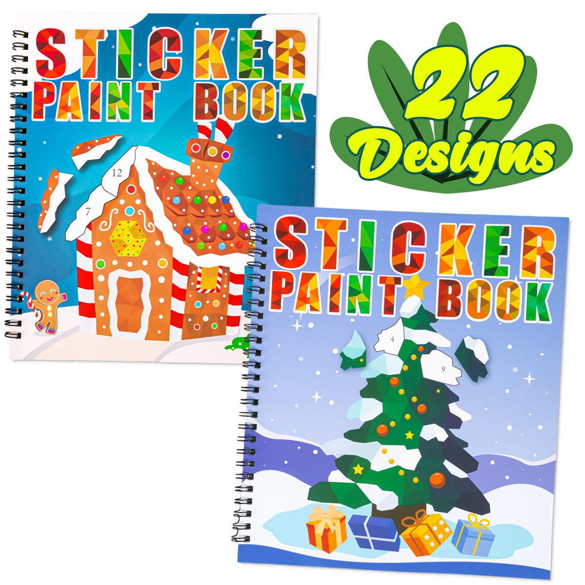 90shine 2-pack Christmas sticker paint book Santa Claus design for festive crafts.