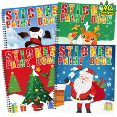 90shine Christmas sticker paint book: Santa Claus page with kid-friendly, reusable stickers.