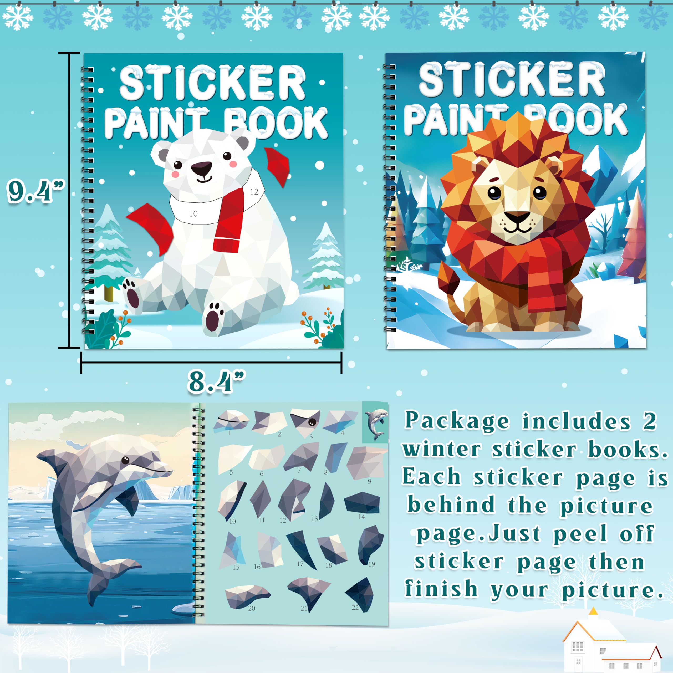 90shine winter animal scene stickers reusable and color-rich for imaginative play.