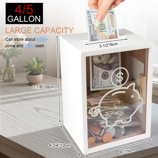 Mczxon clear money jar capacity highlighting room for thousands of coins.