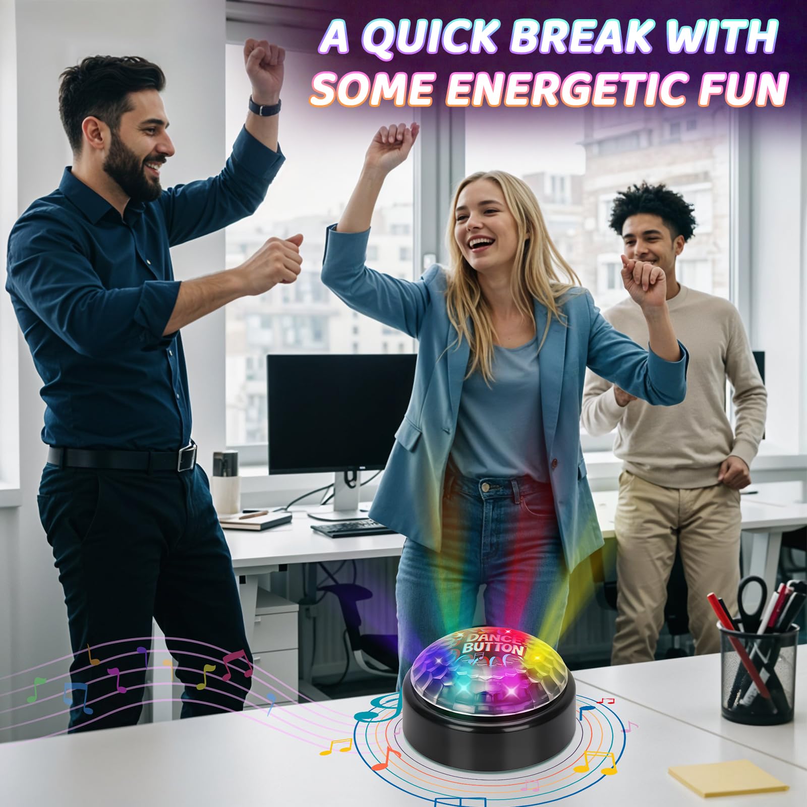 A AIFAMY Disco Dance Button uses batteries for quick fun.