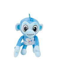 A FOR ADLEY blue monkey with diaper encourages nurturing role-play and cuddling.