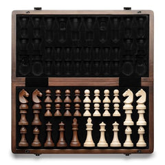 A&A 15-inch magnetic wooden chess board for stable travel play.